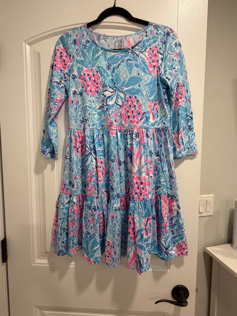 Lilly Pulitzer Blue & Pink Floral Tiered Mini Dress